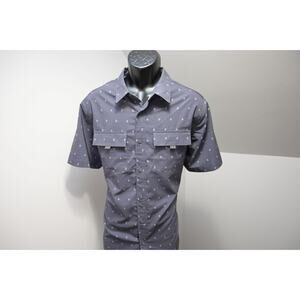 Voyager Camp Shirt Gray Short Sleeve Hiking Outdoors Poly Stretch Mens Sz XL
